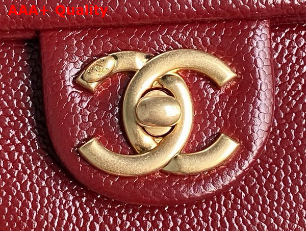 Chanel Maxi Clutch Bag in Burgundy Grained Shiny Calfskin Gold Tone Metal AS5182 Replica