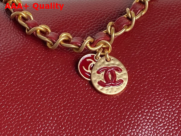 Chanel Maxi Clutch Bag in Burgundy Grained Shiny Calfskin Gold Tone Metal AS5182 Replica