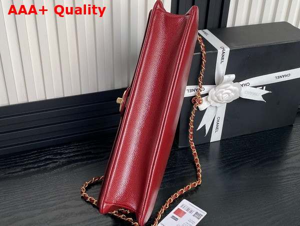 Chanel Maxi Clutch Bag in Burgundy Grained Shiny Calfskin Gold Tone Metal AS5182 Replica