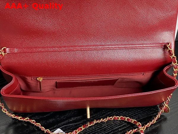 Chanel Maxi Clutch Bag in Burgundy Grained Shiny Calfskin Gold Tone Metal AS5182 Replica