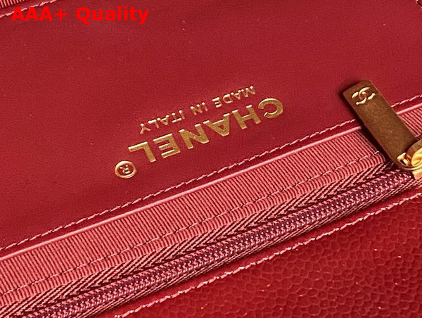 Chanel Maxi Clutch Bag in Burgundy Grained Shiny Calfskin Gold Tone Metal AS5182 Replica