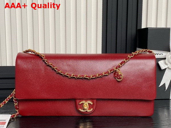 Chanel Maxi Clutch Bag in Burgundy Grained Shiny Calfskin Gold Tone Metal AS5182 Replica