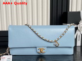 Chanel Maxi Clutch Bag in Light Blue Grained Shiny Calfskin Gold Tone Metal AS5182 Replica