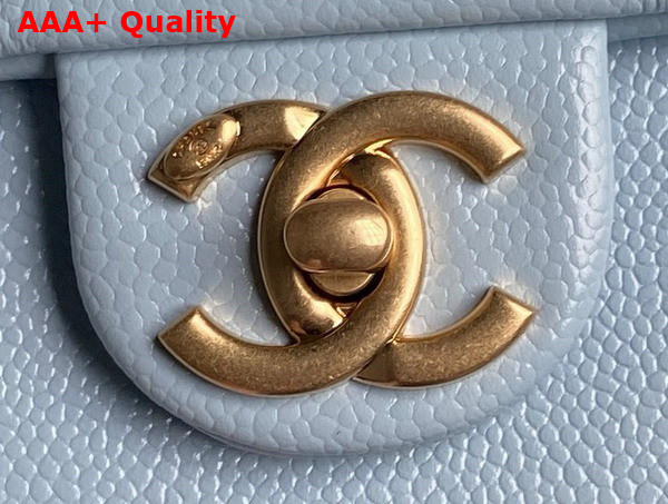 Chanel Maxi Clutch Bag in Light Blue Grained Shiny Calfskin Gold Tone Metal AS5182 Replica
