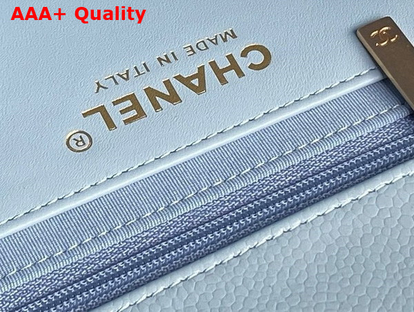Chanel Maxi Clutch Bag in Light Blue Grained Shiny Calfskin Gold Tone Metal AS5182 Replica