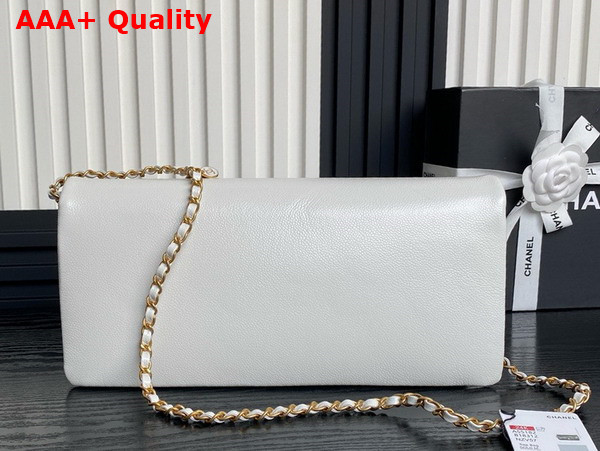Chanel Maxi Clutch Bag in White Grained Shiny Calfskin Gold Tone Metal AS5182 Replica