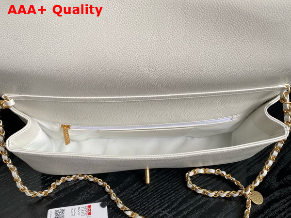 Chanel Maxi Clutch Bag in White Grained Shiny Calfskin Gold Tone Metal AS5182 Replica