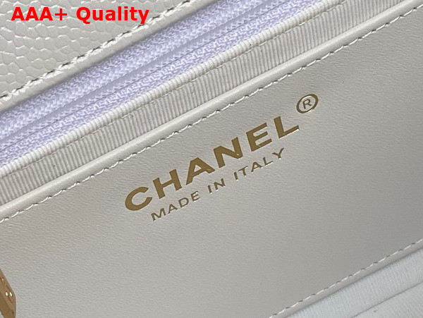 Chanel Maxi Clutch Bag in White Grained Shiny Calfskin Gold Tone Metal AS5182 Replica