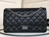 Chanel Maxi Flap Bag in Black Crackle Calfskin with Silver Hardware