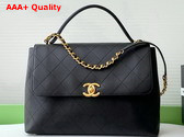 Chanel Maxi Flap Bag with Top Handle in Black Calfskin Gold Tone Metal AS5543 Replica