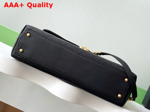 Chanel Maxi Flap Bag with Top Handle in Black Calfskin Gold Tone Metal AS5543 Replica