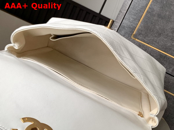 Chanel Maxi Flap Bag with Top Handle in White Calfskin Gold Tone Metal AS5543 Replica