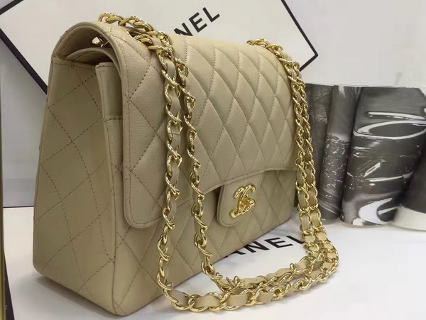 Chanel Maxi Flap Beige Caviar Leather For Sale