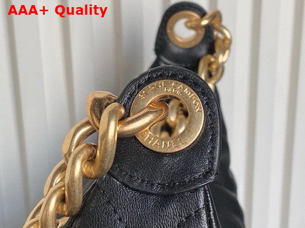 Chanel Maxi Hobo Bag in Black Shiny Lambskin Gold Tone Metal AS5302 Replica
