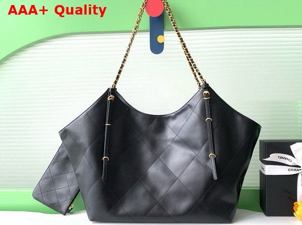 Chanel Maxi Shopping Bag Calfskin Gold Tone Metal Black AS5463 Replica