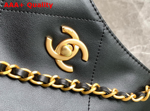 Chanel Maxi Shopping Bag Calfskin Gold Tone Metal Black AS5463 Replica