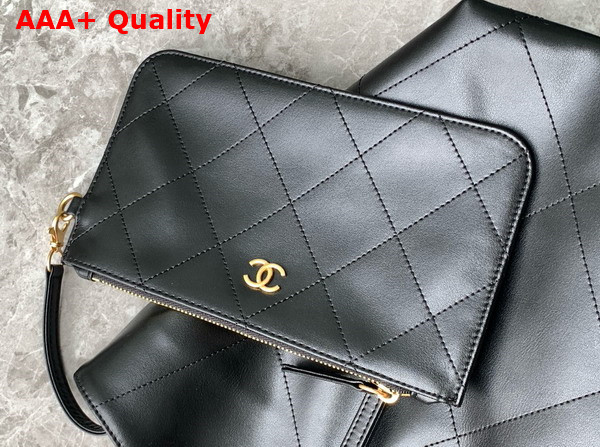 Chanel Maxi Shopping Bag Calfskin Gold Tone Metal Black AS5463 Replica