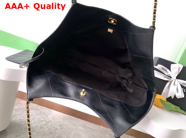 Chanel Maxi Shopping Bag Calfskin Gold Tone Metal Black AS5463 Replica