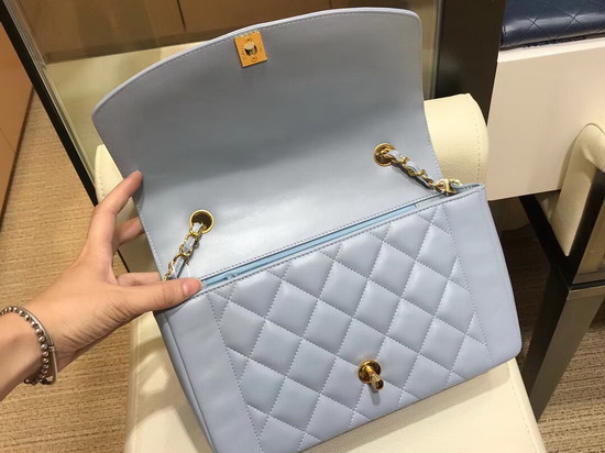 Chanel Medium Flap Bag in Baby Blue with Gold Hardware Quilted Lambskin