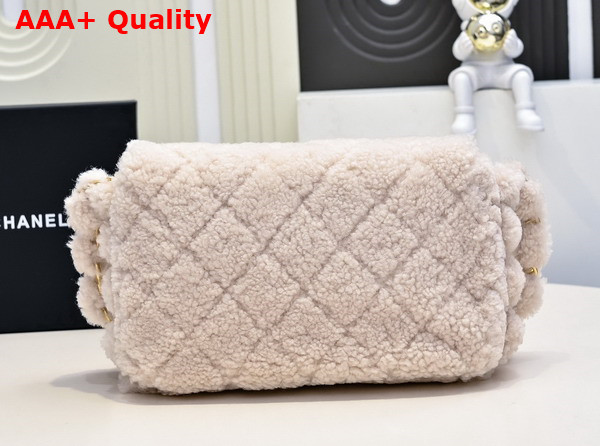 Chanel Medium Flap Bag in Beige Shearling Lambskin Replica