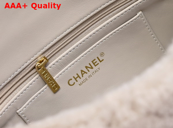 Chanel Medium Flap Bag in Beige Shearling Lambskin Replica
