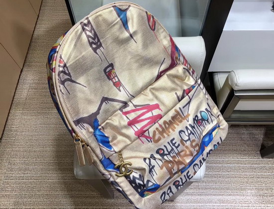 Chanel Medium Graffiti Backpack Multicolor Cotton