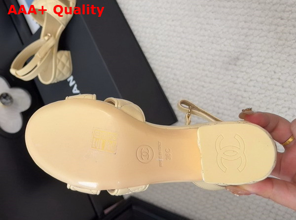 Chanel Medium Heel Sandal in Beige Lambskin G46429 Replica