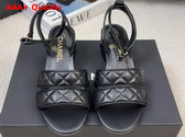 Chanel Medium Heel Sandal in Black Lambskin G46429 Replica