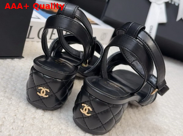 Chanel Medium Heel Sandal in Black Lambskin G46429 Replica