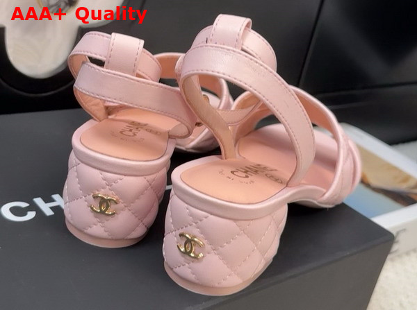 Chanel Medium Heel Sandal in Light Pink Lambskin G46429 Replica