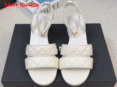 Chanel Medium Heel Sandal in White Lambskin G46429 Replica