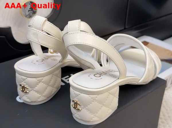 Chanel Medium Heel Sandal in White Lambskin G46429 Replica