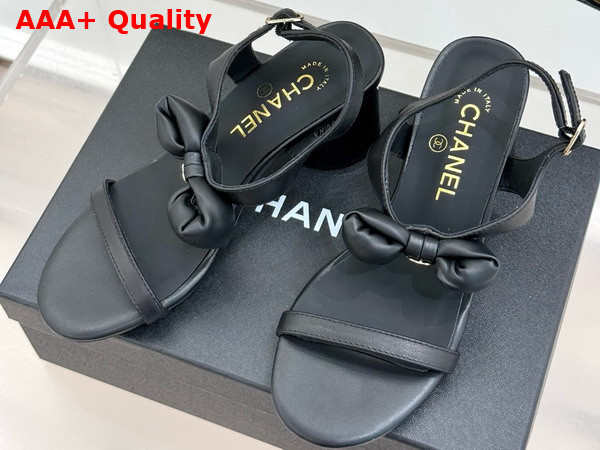 Chanel Medium Heel Sandals in Black Lambskin G46192 Replica