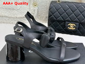 Chanel Medium Heel Sandals in Black Lambskin G46192 Replica