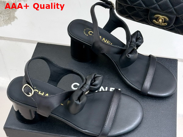 Chanel Medium Heel Sandals in Black Lambskin G46192 Replica