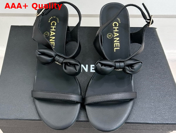 Chanel Medium Heel Sandals in Black Lambskin G46192 Replica
