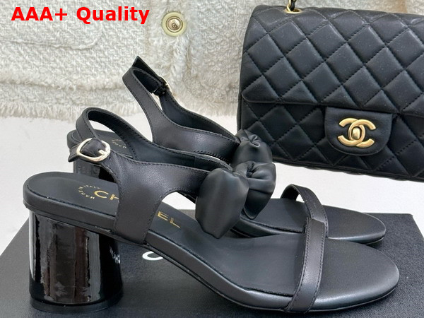 Chanel Medium Heel Sandals in Black Lambskin G46192 Replica