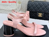 Chanel Medium Heel Sandals in Light Pink Lambskin G46192 Replica