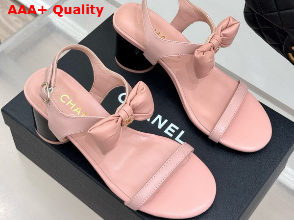 Chanel Medium Heel Sandals in Light Pink Lambskin G46192 Replica