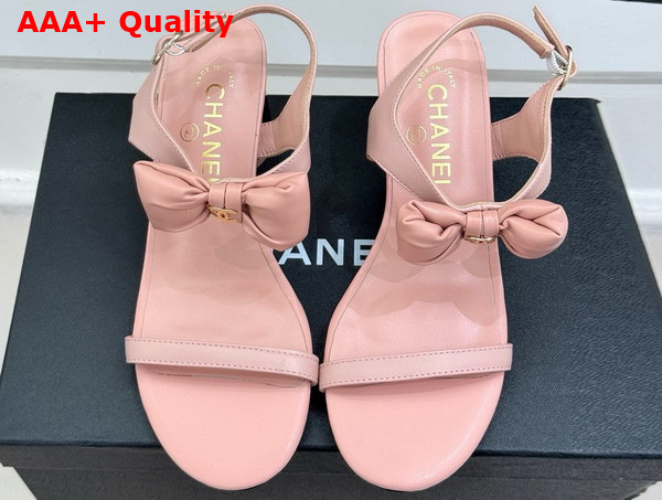 Chanel Medium Heel Sandals in Light Pink Lambskin G46192 Replica