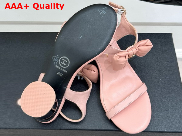 Chanel Medium Heel Sandals in Light Pink Lambskin G46192 Replica
