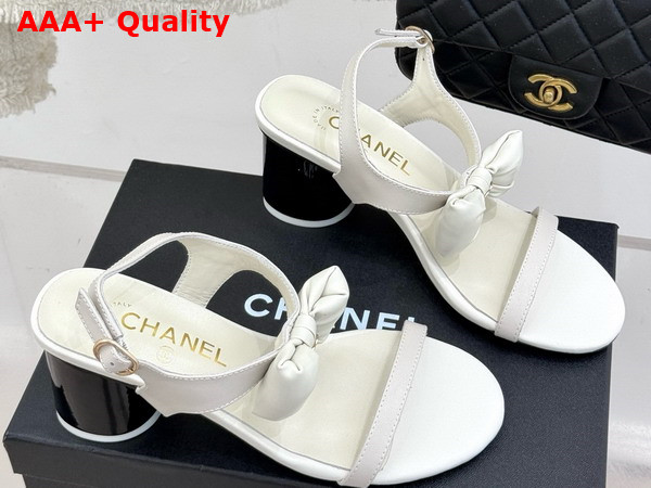 Chanel Medium Heel Sandals in White Lambskin G46192 Replica