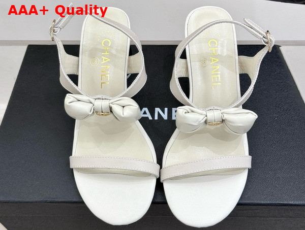 Chanel Medium Heel Sandals in White Lambskin G46192 Replica