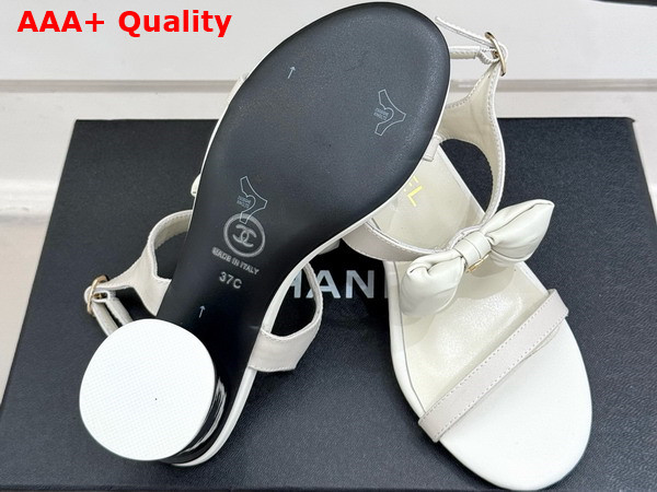 Chanel Medium Heel Sandals in White Lambskin G46192 Replica