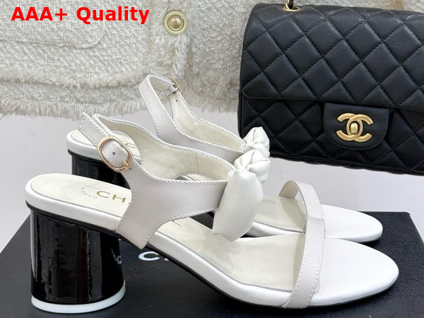 Chanel Medium Heel Sandals in White Lambskin G46192 Replica