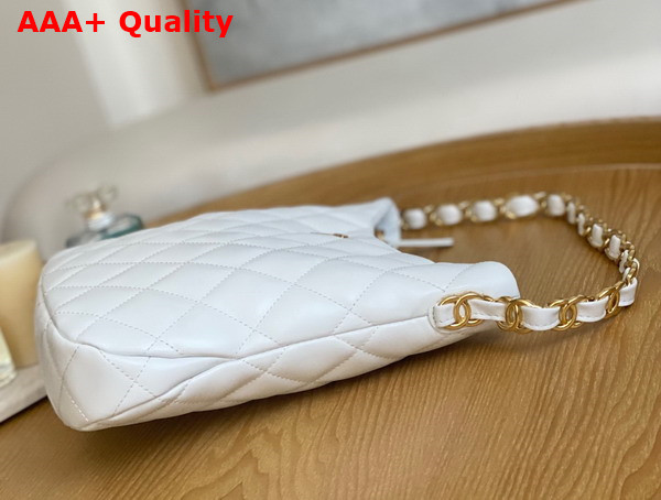 Chanel Medium Hobo Handbag in White Lambskin Replica