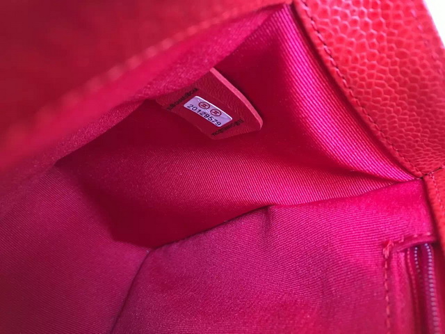 Chanel Medium Le Boy Red Caviar Antique Brass Hardware for Sale