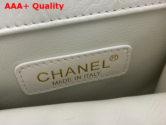 Chanel Mini 255 Handbag White Shearling Lambskin Aged Calfskin and Gold Tone Metal AS1961 Replica