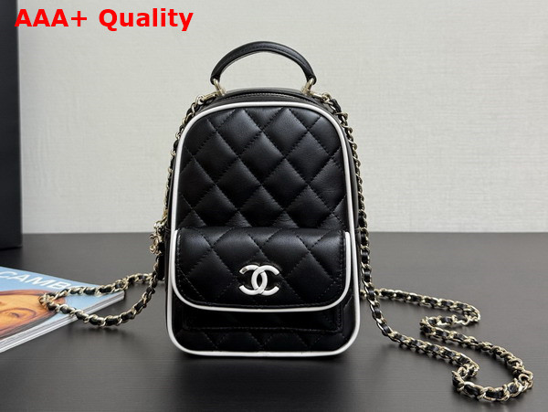 Chanel Mini Backpack in Black and White Lambskin AP4514 Replica