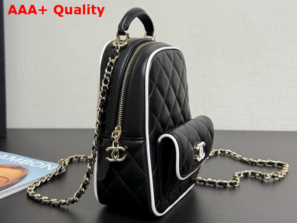 Chanel Mini Backpack in Black and White Lambskin AP4514 Replica
